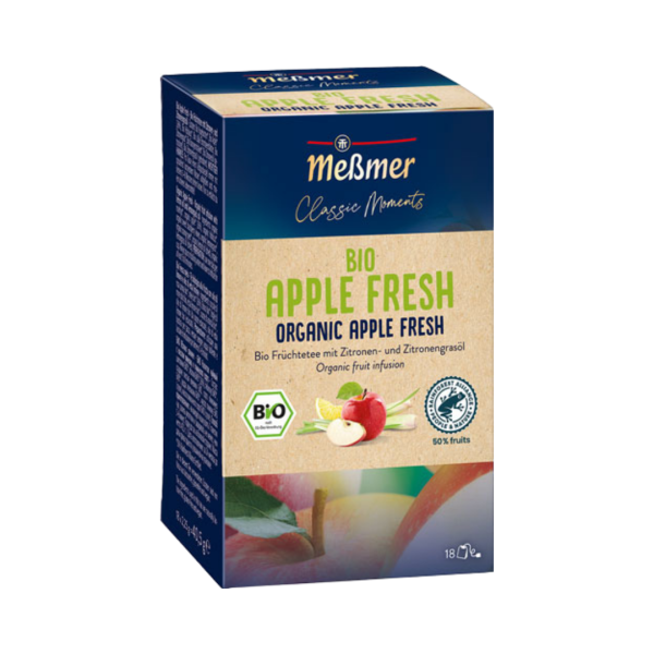 Meßmer Classic Moments Bio Apple Fresh, Früchtetee, Teebeutel im Kuvert, 2. Entnahmefach/displaytauglich, 40,5gBio Früchtetee mit Zitronen­ und Zitronengrasöl